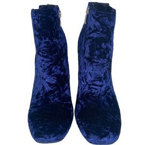 Royal blue velvet Marc Fisher heeled ankle boots